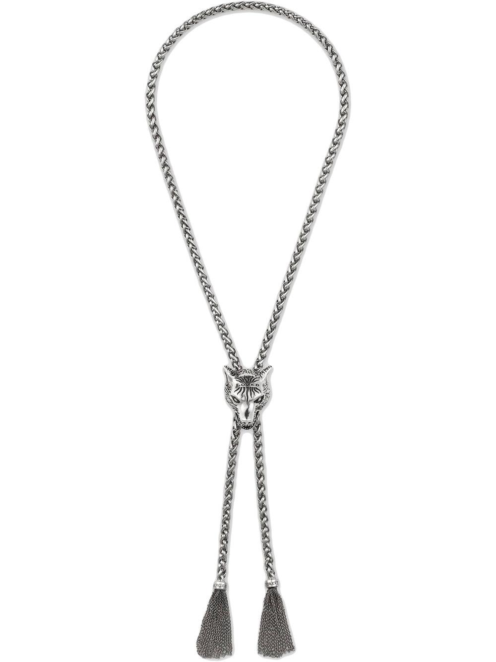 Gucci Anger Forest Wolf Head Necklace In Silver in Metallic | Lyst