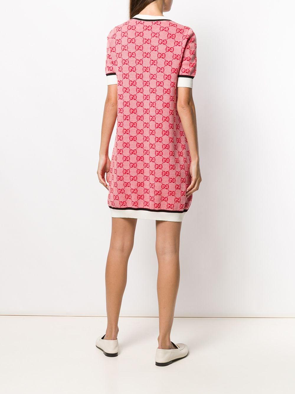 Gucci Wool GG Knit Mini Dress in Pink 