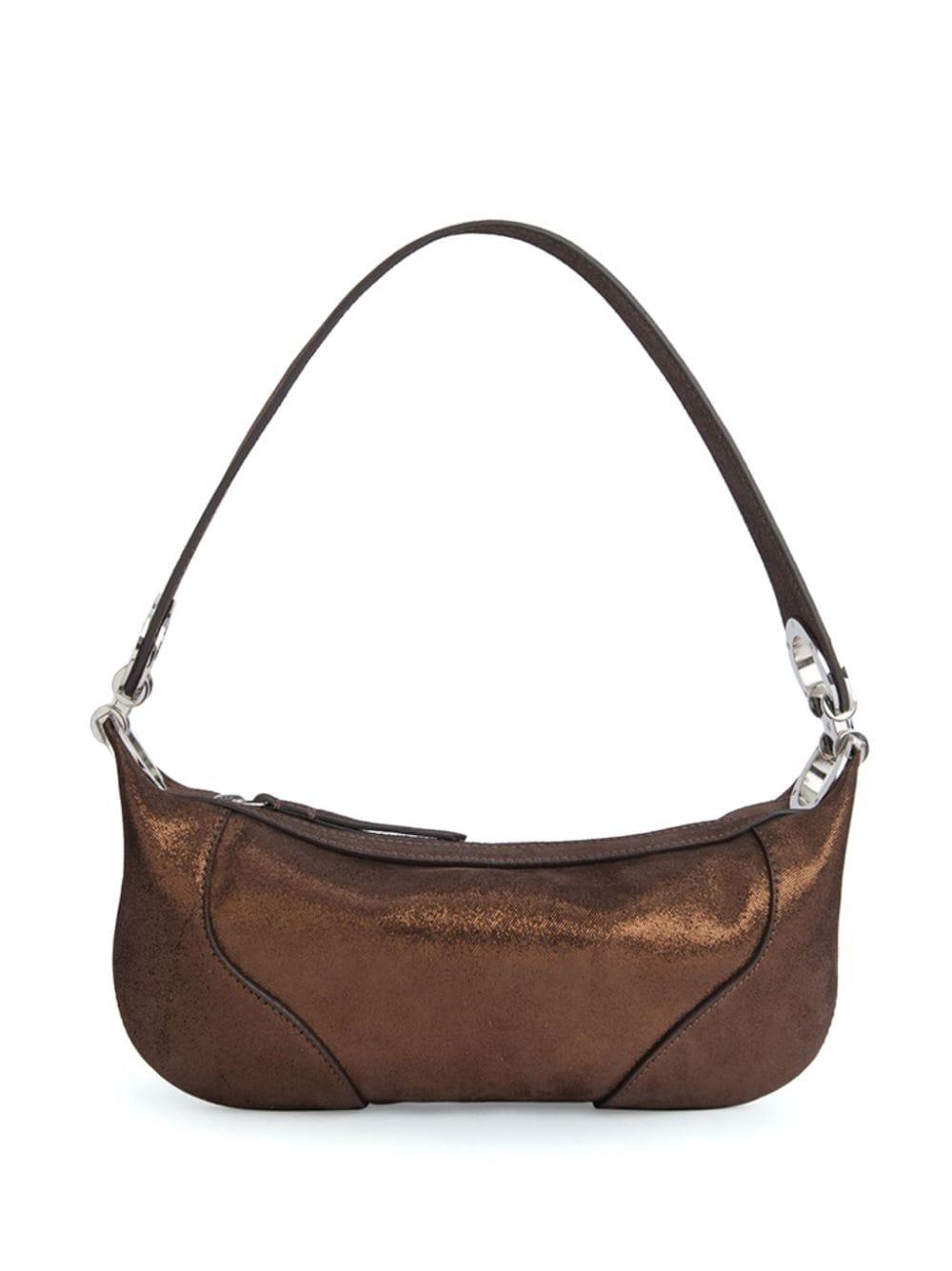 BY FAR Mini Amira Metallic-finish Shoulder Bag in Brown | Lyst