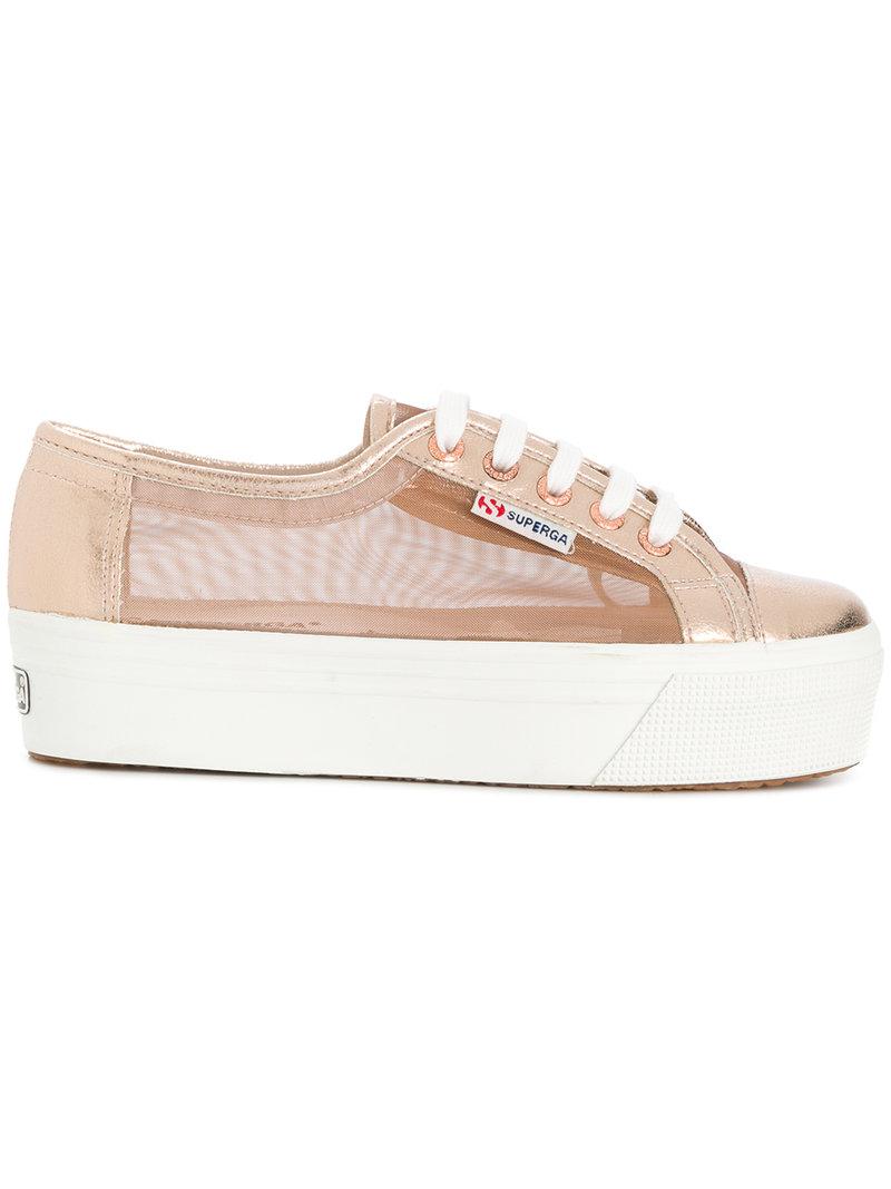 superga metallic platform sneaker