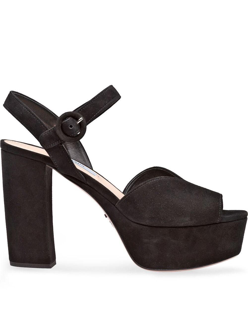 prada black suede platform sandals