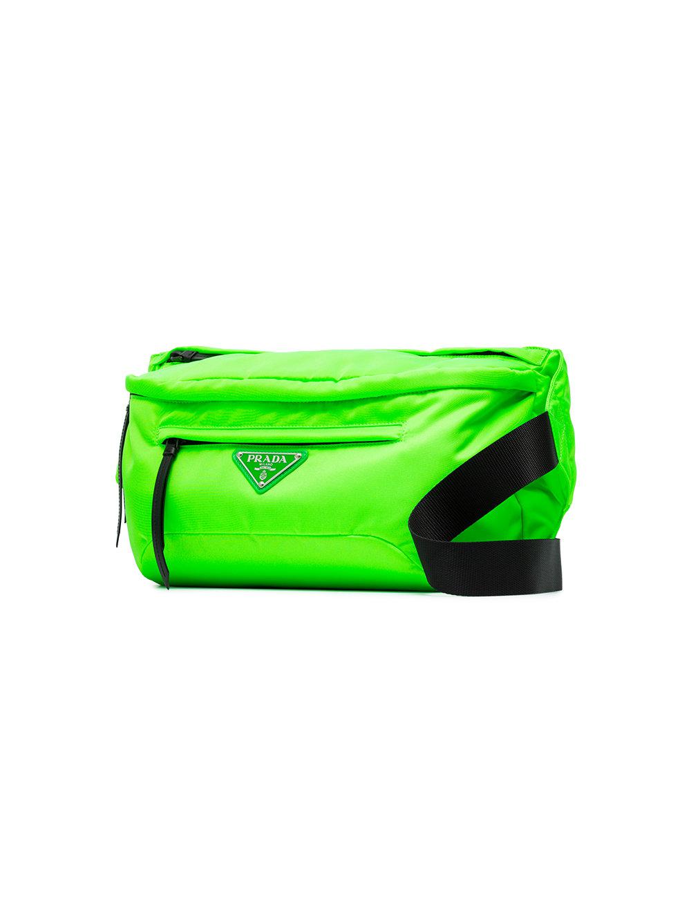 PRADA Black Neon Green Polyester Belt-Bag For Sale at 1stDibs