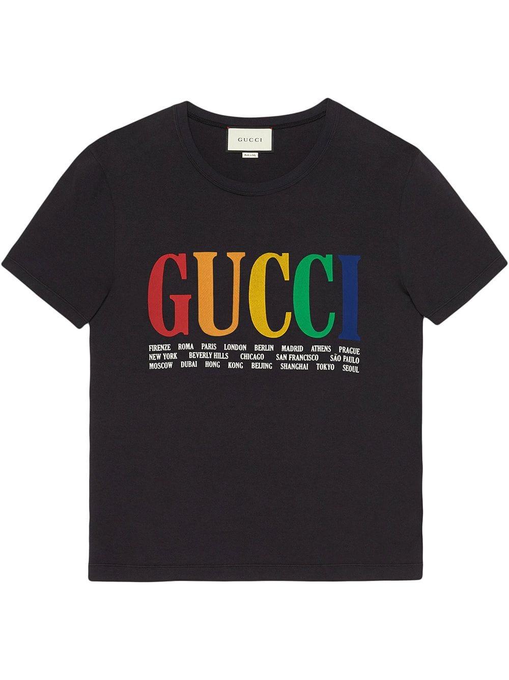 Gucci Cities Cotton T-shirt in Black for Men - Lyst