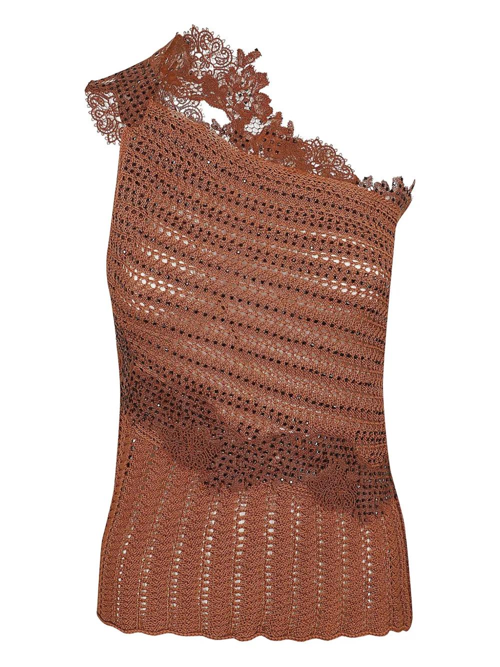 Tシャツ・カットソー ERMANNO SCERVINO KNIT AND LACE SLEEVELESS TOP Ermanno Scervino Sleeveless and tank tops for Women | Online