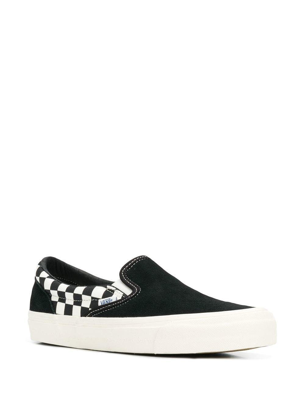 Black British Plaid Red Checkerboard print skateslipons sneakers Shoes