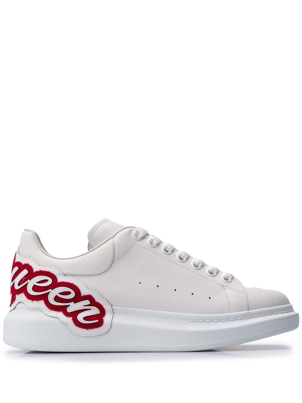 ALEXANDER MCQUEEN Court Logo-Print Leather And Suede Mid-Top Trainers in  WHITE/NAVY | Endource