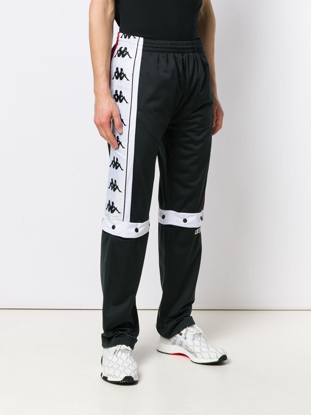 Kappa Logo Stripe Track Pants in Black for Men Lyst