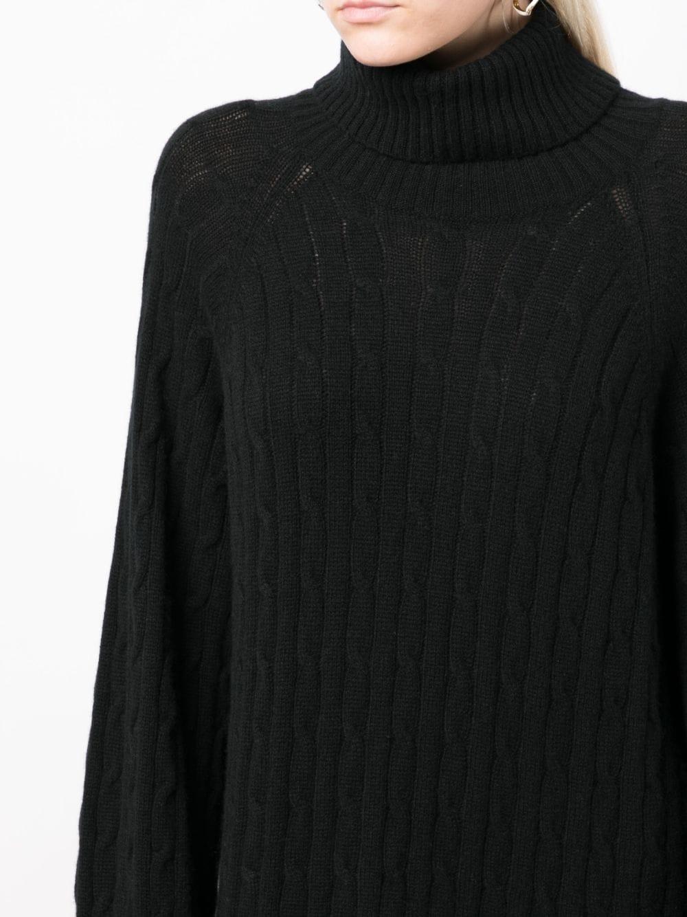 Ribbed Cable-Knit Cashmere Rollneck Sweater