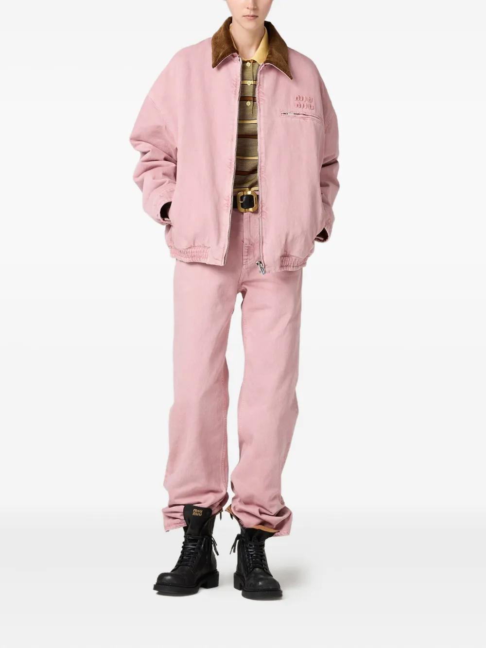 Miu Miu Padded Corduroy-Collar Blouson in Pink | Lyst