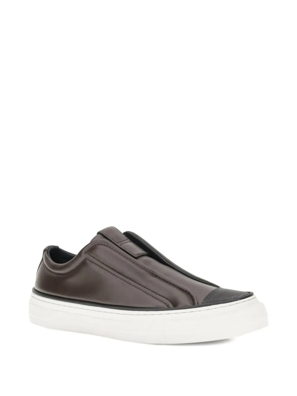 スニーカー Brunello Cucinelli Monili-Detailed Smooth Leather Sneakers Monili leather sneakers in white - Brunello Cucinelli