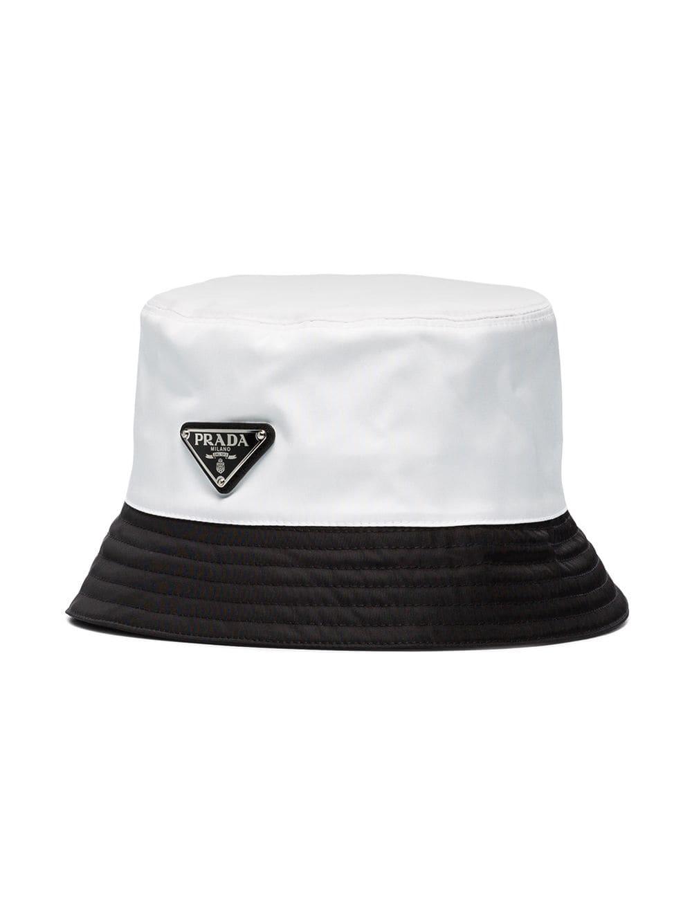 Prada Cotton Twotone Bucket Hat in White for Men Lyst