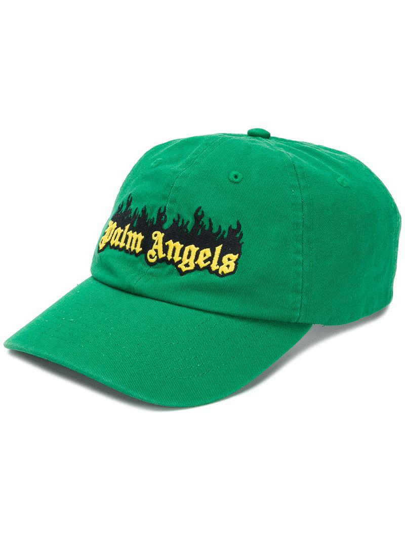 Cappello da baseball con logo fiammeggiantePalm Angels in Cotone da Uomo  colore Verde | Lyst
