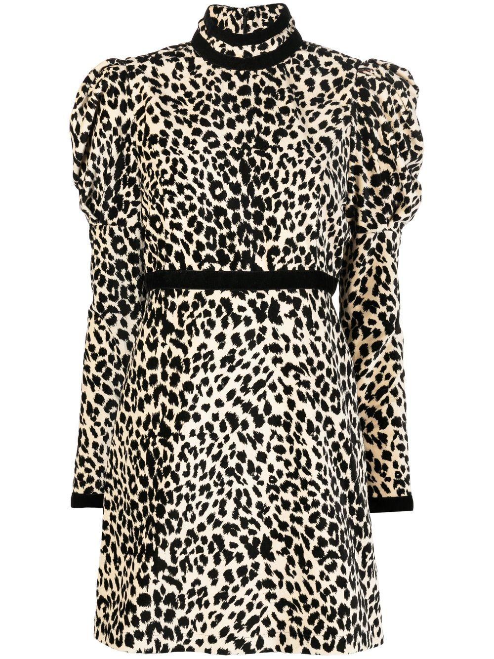 BATSHEVA Tate Leopardprint Mini Dress in Black Lyst
