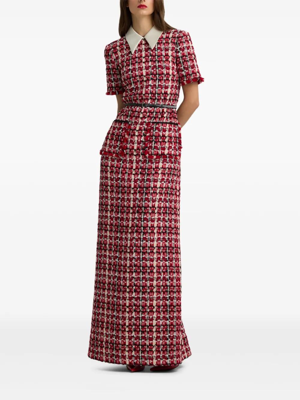 chinese dress ladies Xīn Yuè Romance Tweed Maxi Dress – Jin Hayari main image 1