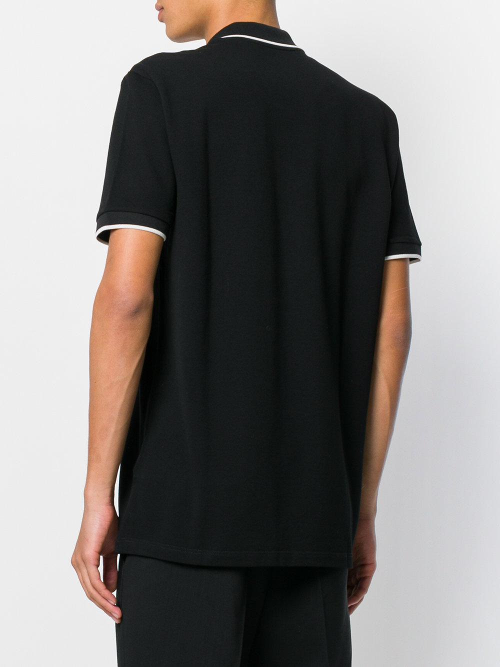 Versace Cotton Zip Front Polo Shirt in Black for Men Lyst