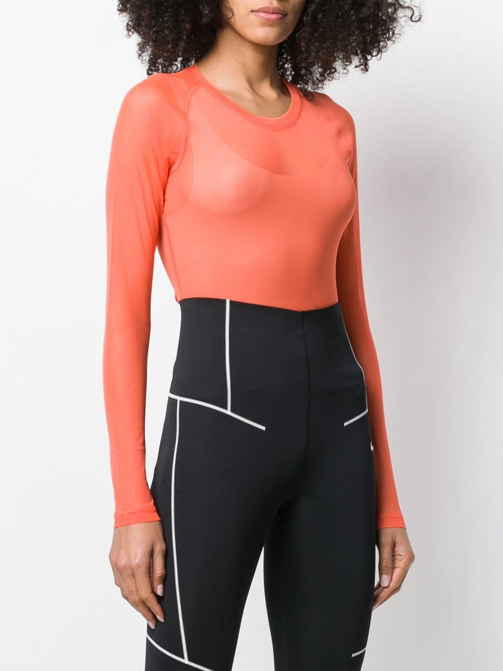 Nike Sheer Bodysuit in Orange | Lyst