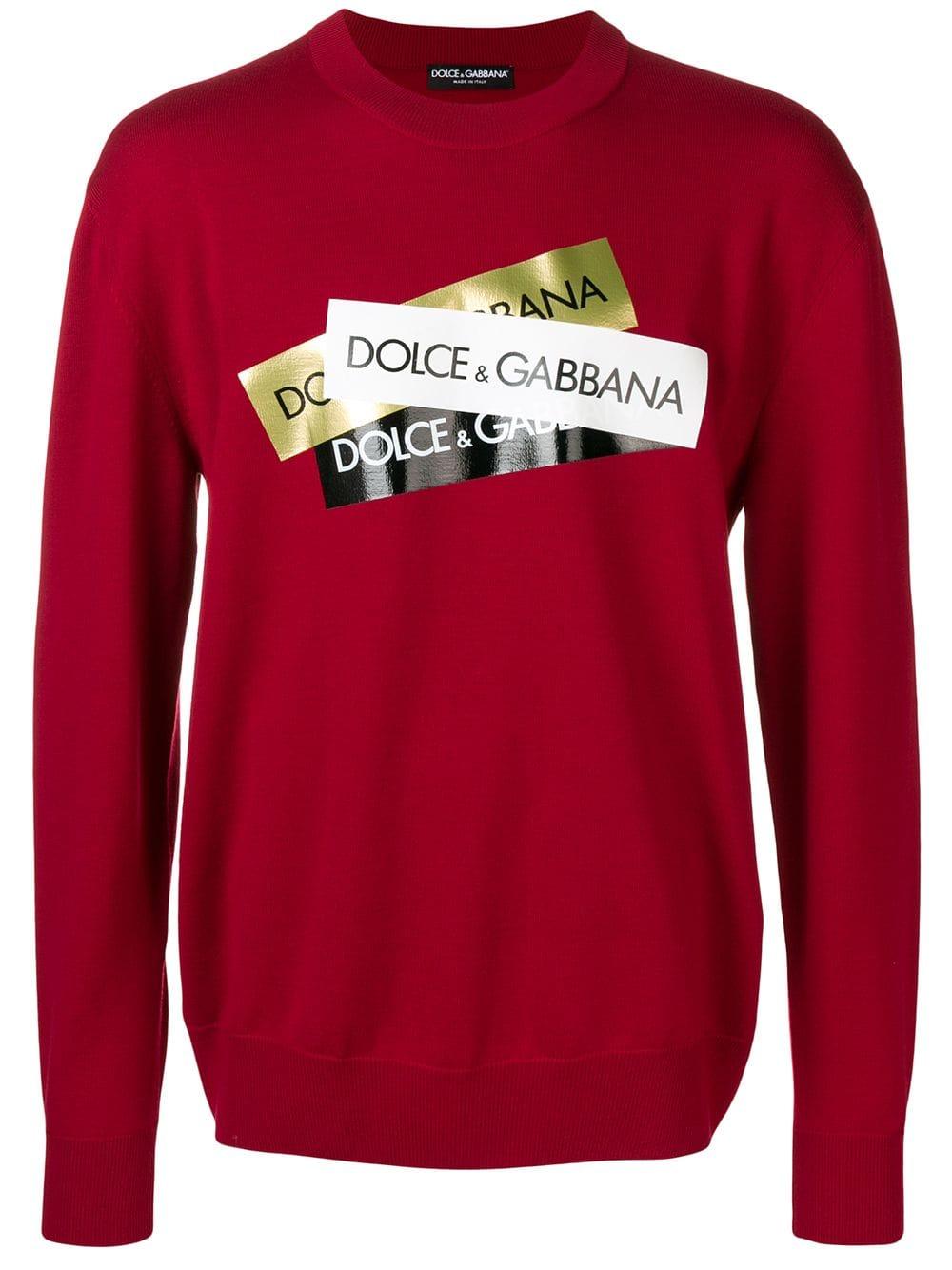Dolce & Gabbana Cotton Logo Print Sweatshirt in Red for Men - Lyst