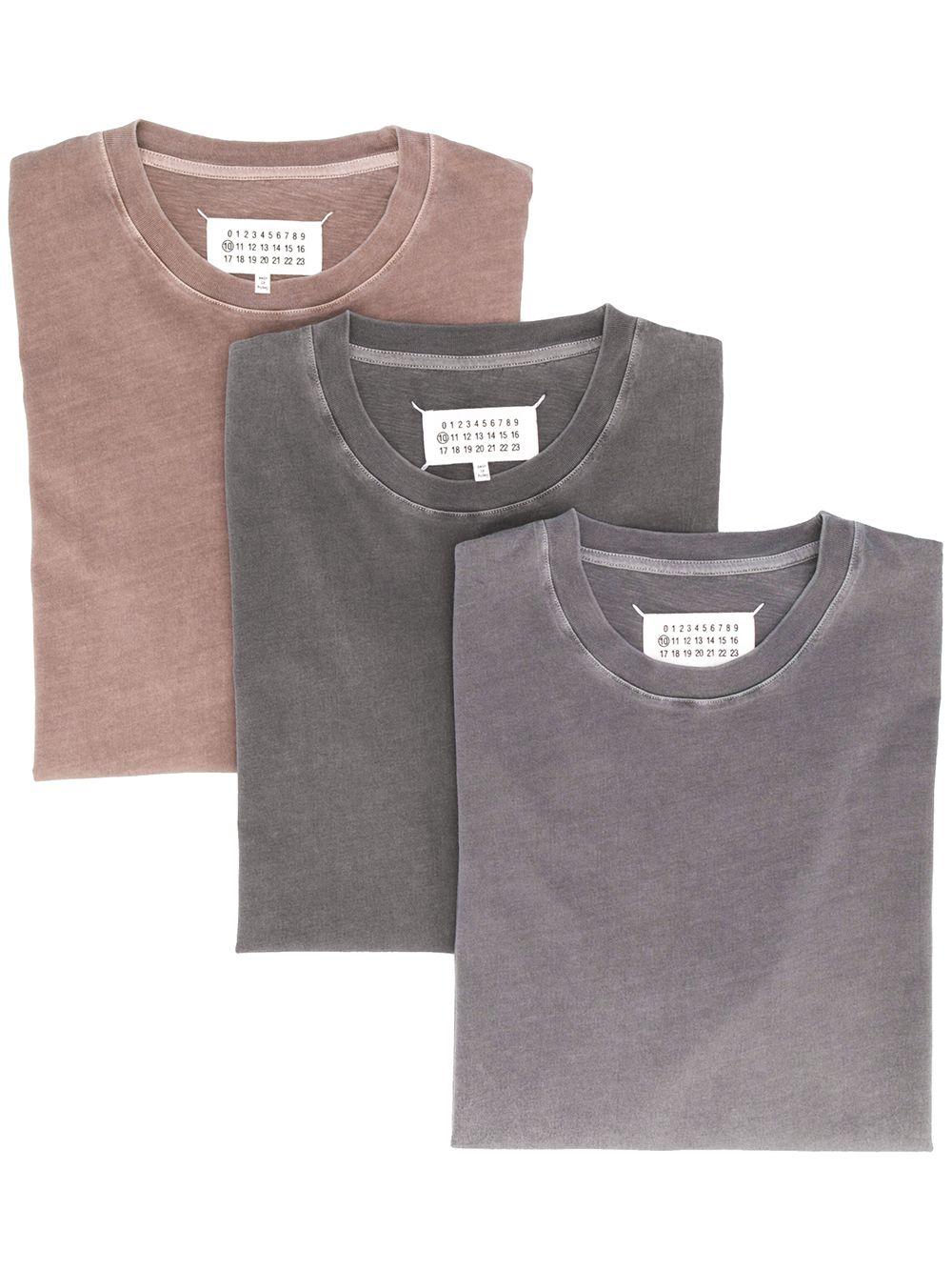 Maison Margiela Cotton 3-pack Crew Neck T-shirts in Grey (Gray) for Men
