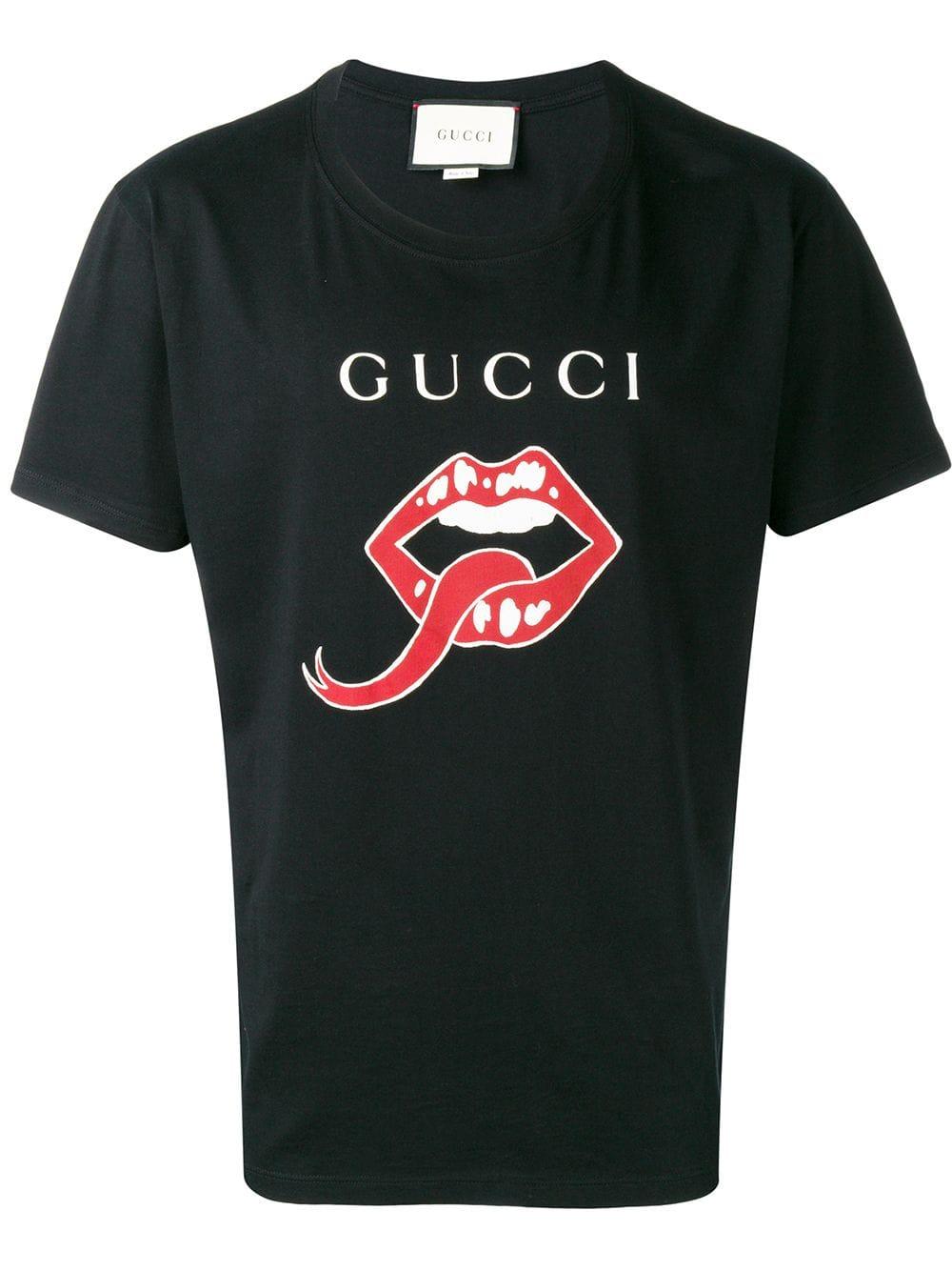 Gucci Mouth And Tongue Print T-shirt in Black for Men | Lyst