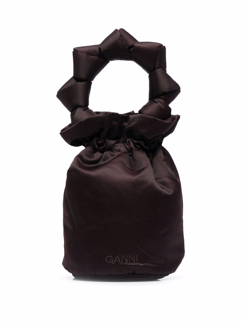 Ganni Borse Satin Knotted Mini Bag in Black | Lyst