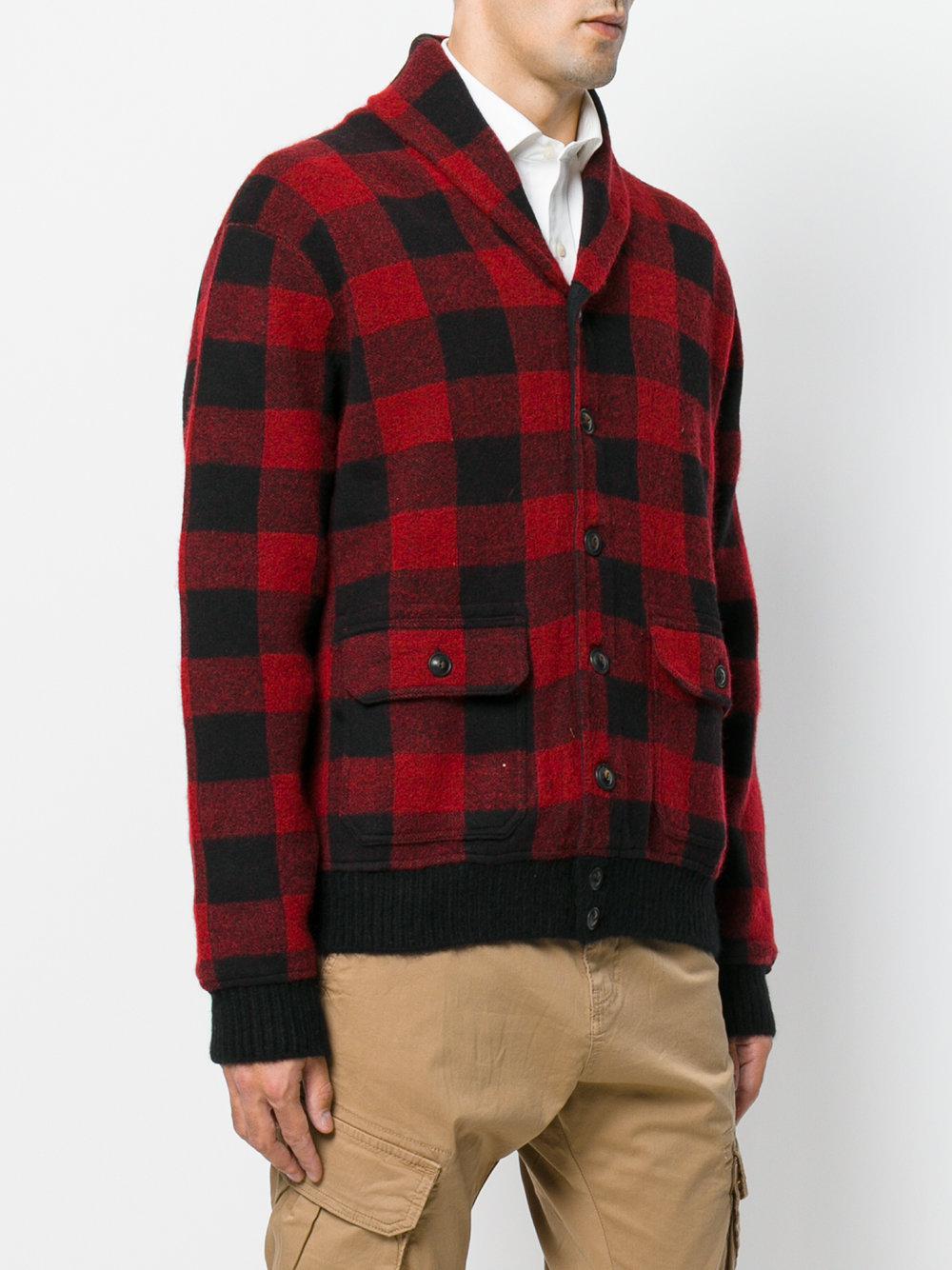 Lyst Polo ralph lauren Checkered Knit Hooded Jacket in Red for Men