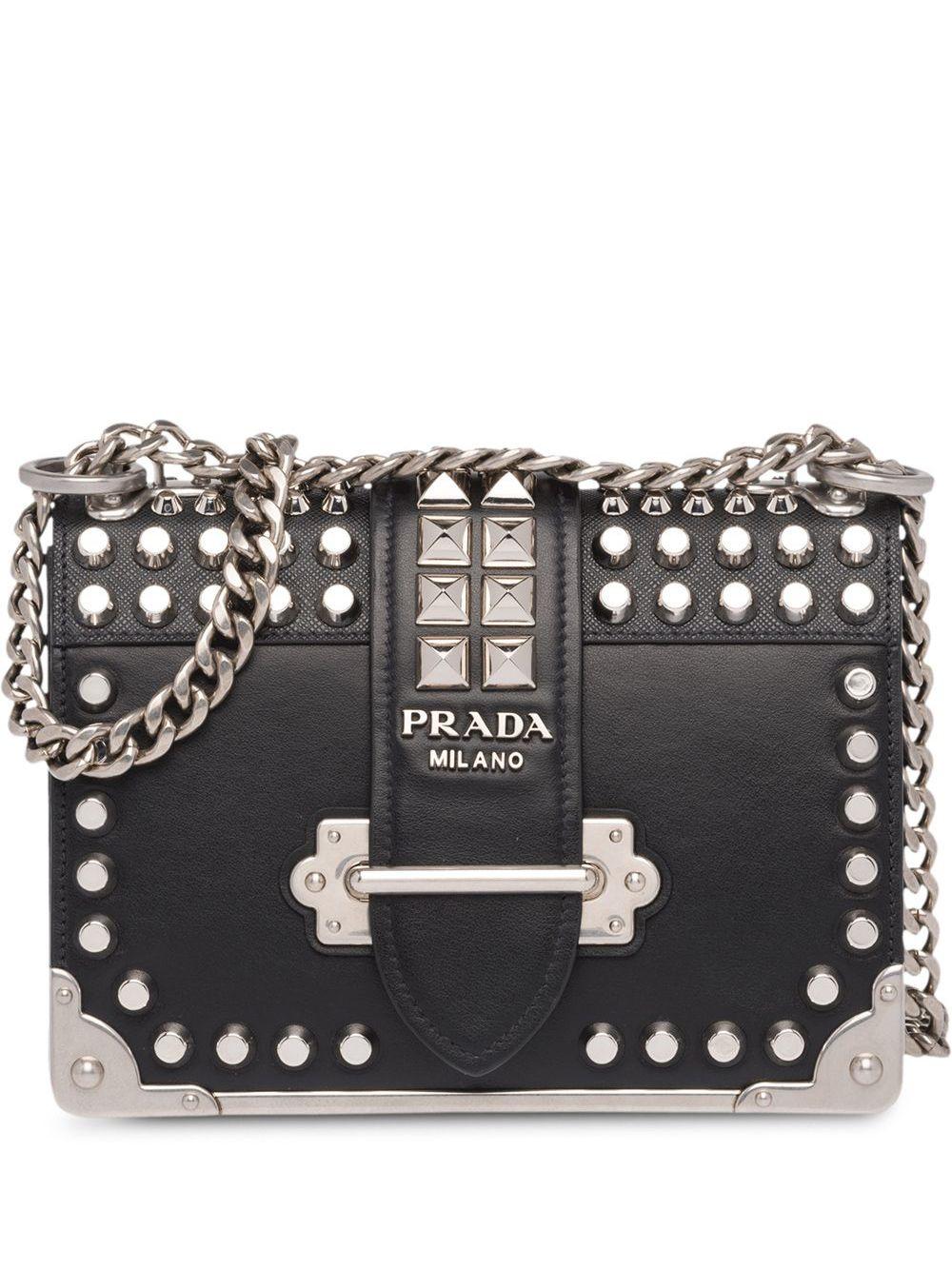 Prada borsa cahier con borchie - di colore nero - Stileo.it