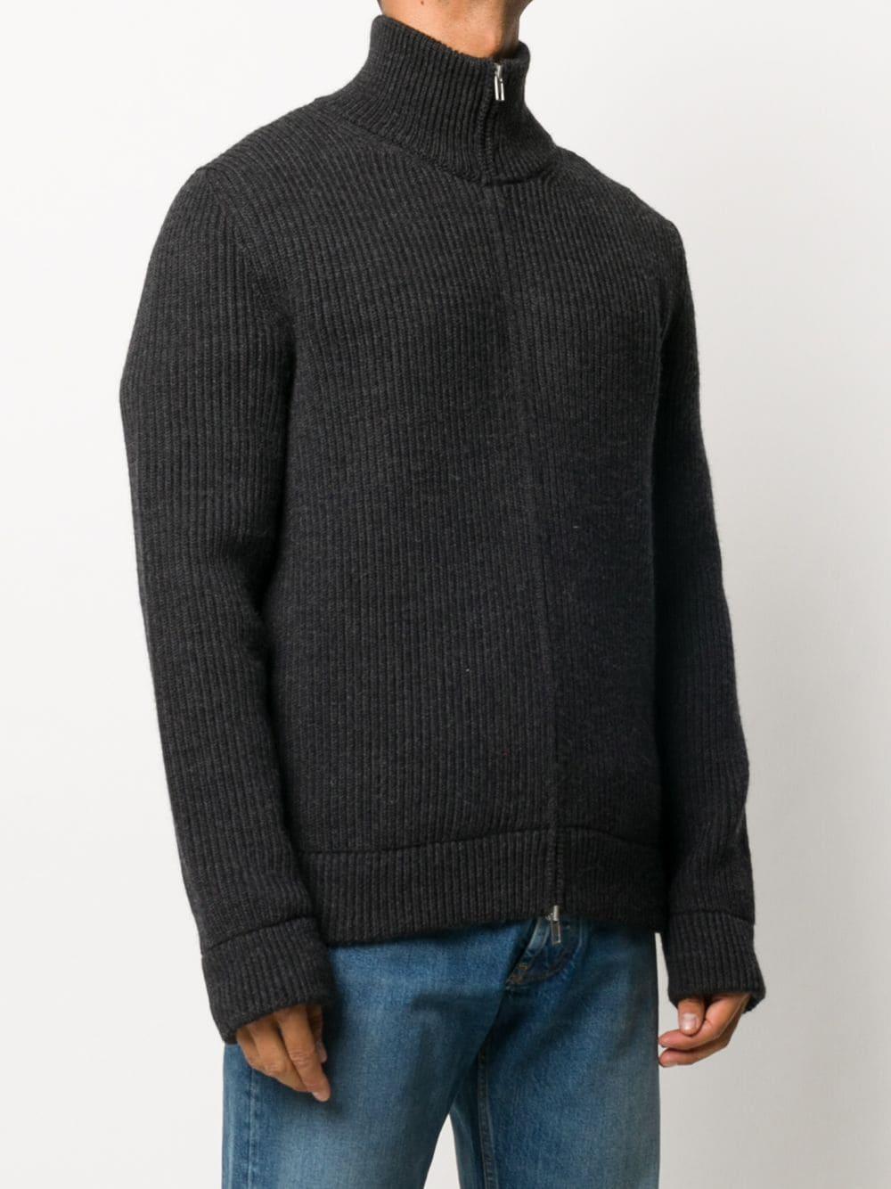 Maison Margiela Wool Zip-front Knitted Cardigan in Black for Men - Lyst