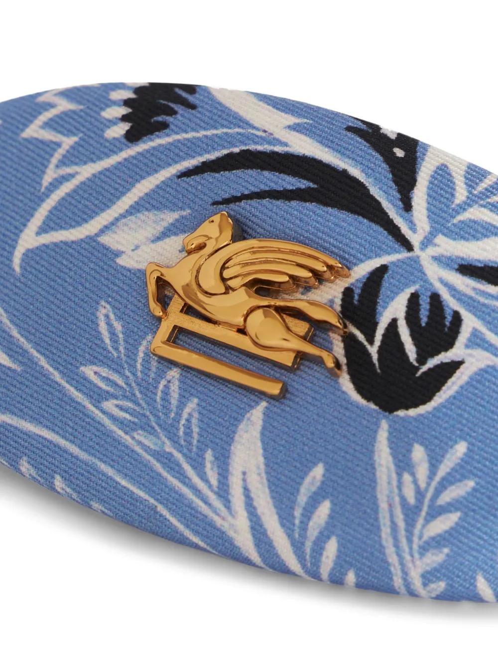 【Etro】Floral Paisley Silk Hair Clip Etro Floral-Print Silk Hair Clip in Blue | Lyst