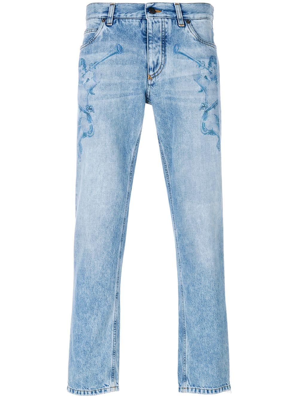 Dolce & Gabbana Denim Angel Print Jeans in Blue for Men - Lyst