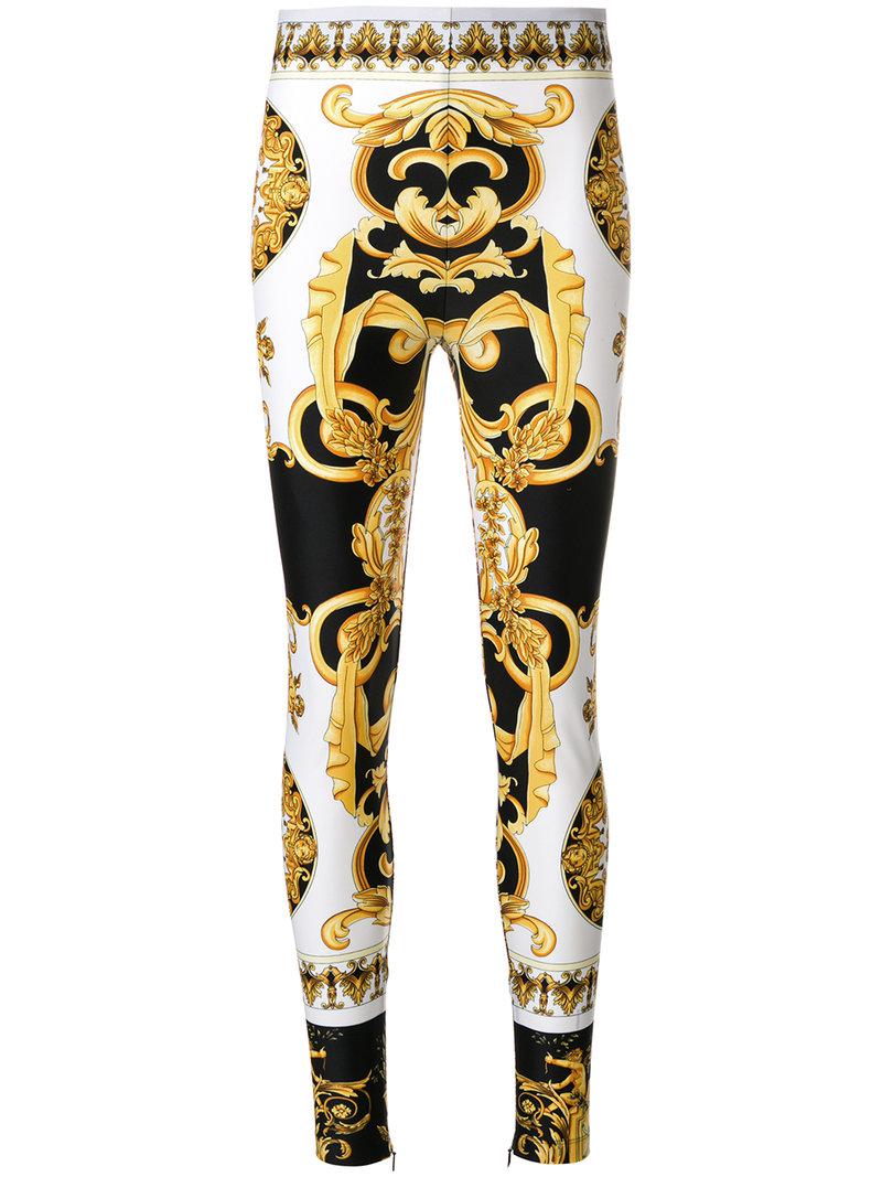 Versace Baroque Print Leggings in White | Lyst Canada