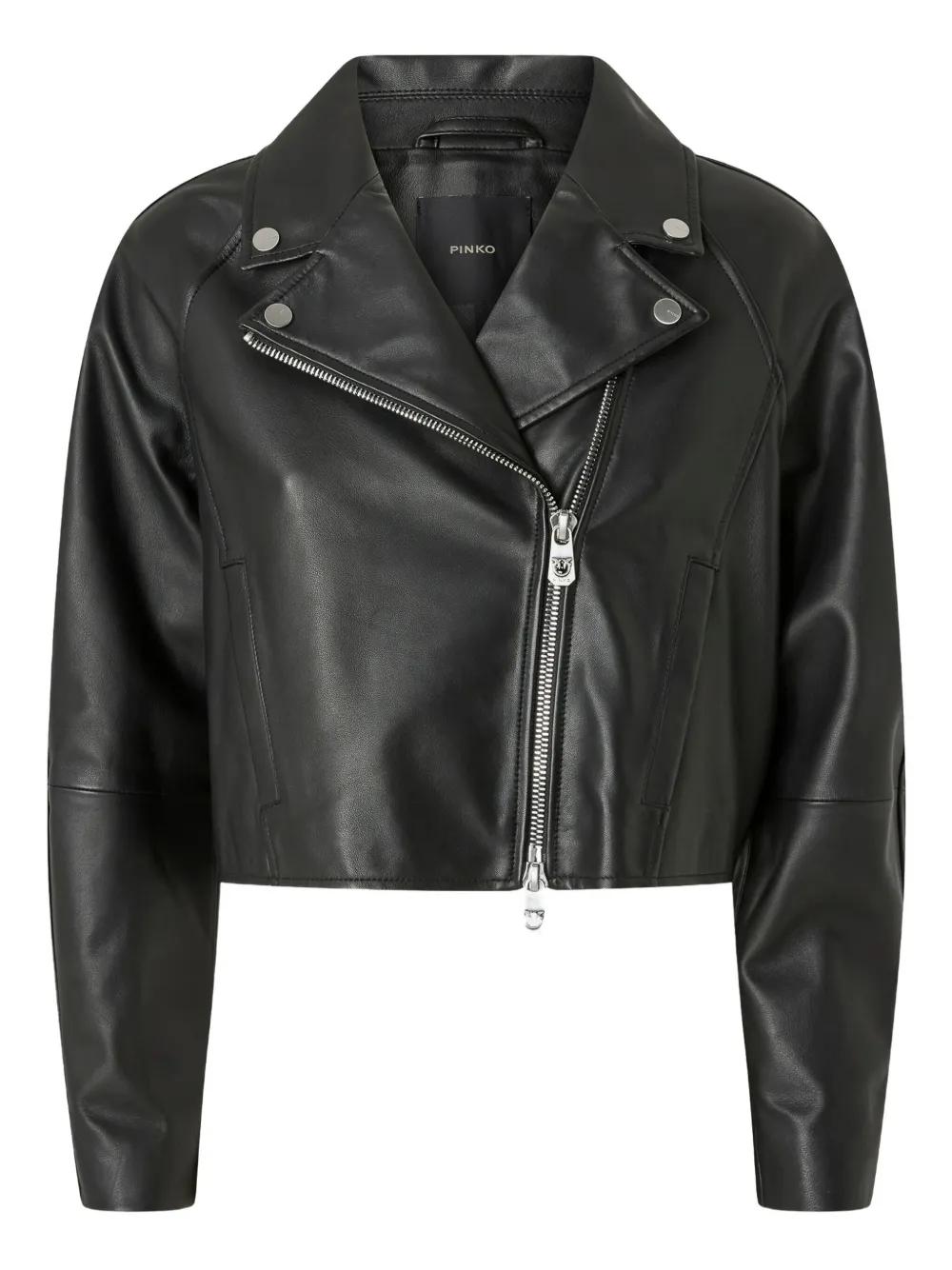 pinko-black-Leather-Biker-