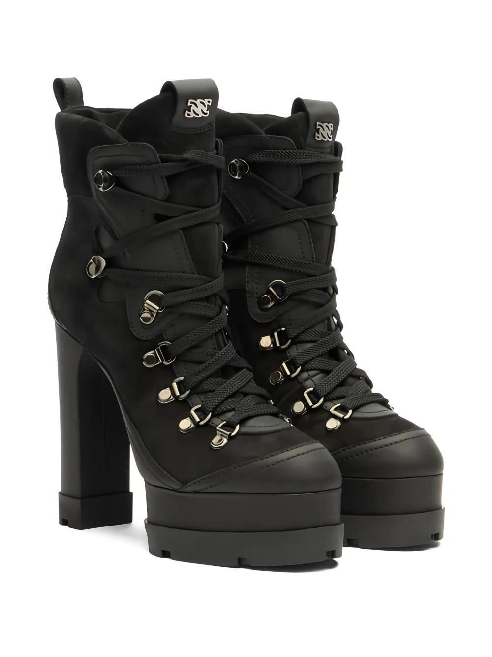 Casadei 120Mm Platform Lace-Up Boots in Black Lyst