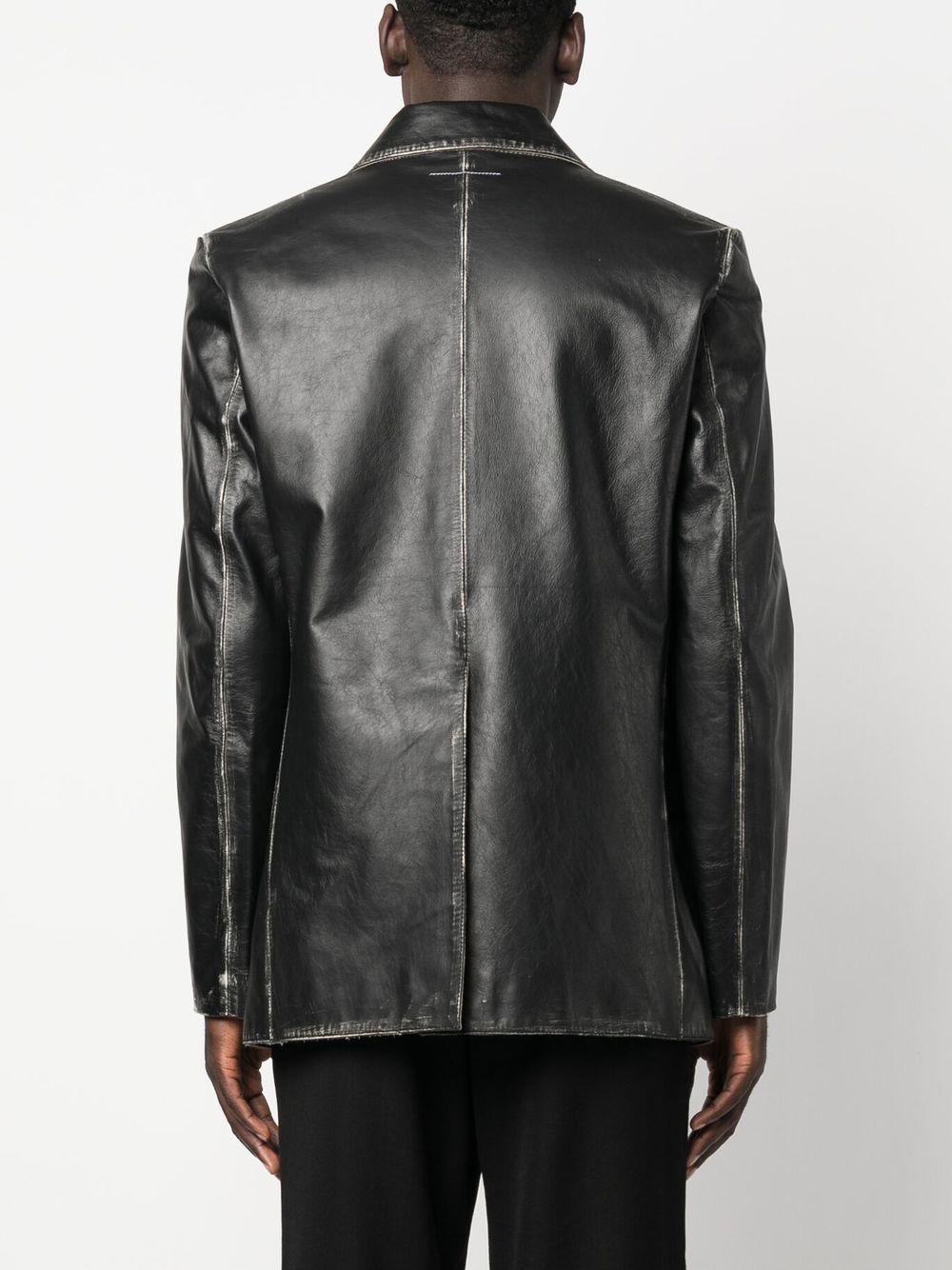 MM6 by Maison Martin Margiela Single-breasted Leather Blazer in 