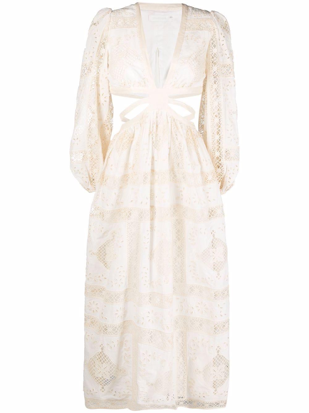 Zimmermann Cutout-detailing Crochet Maxi Dress in White | Lyst