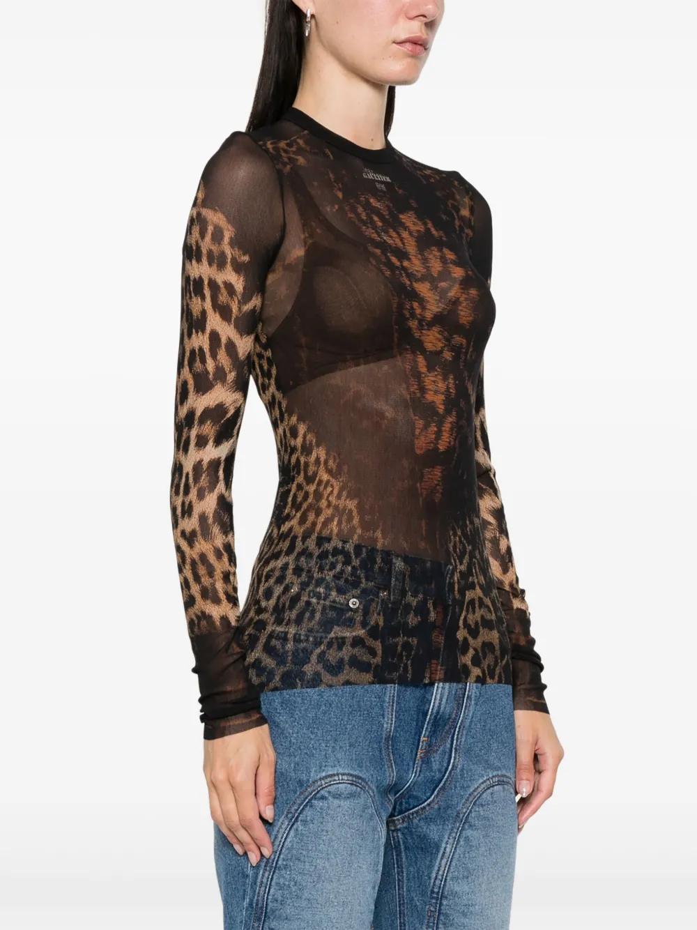 Jean Paul Gaultier Leopard Print Top in Black | Lyst