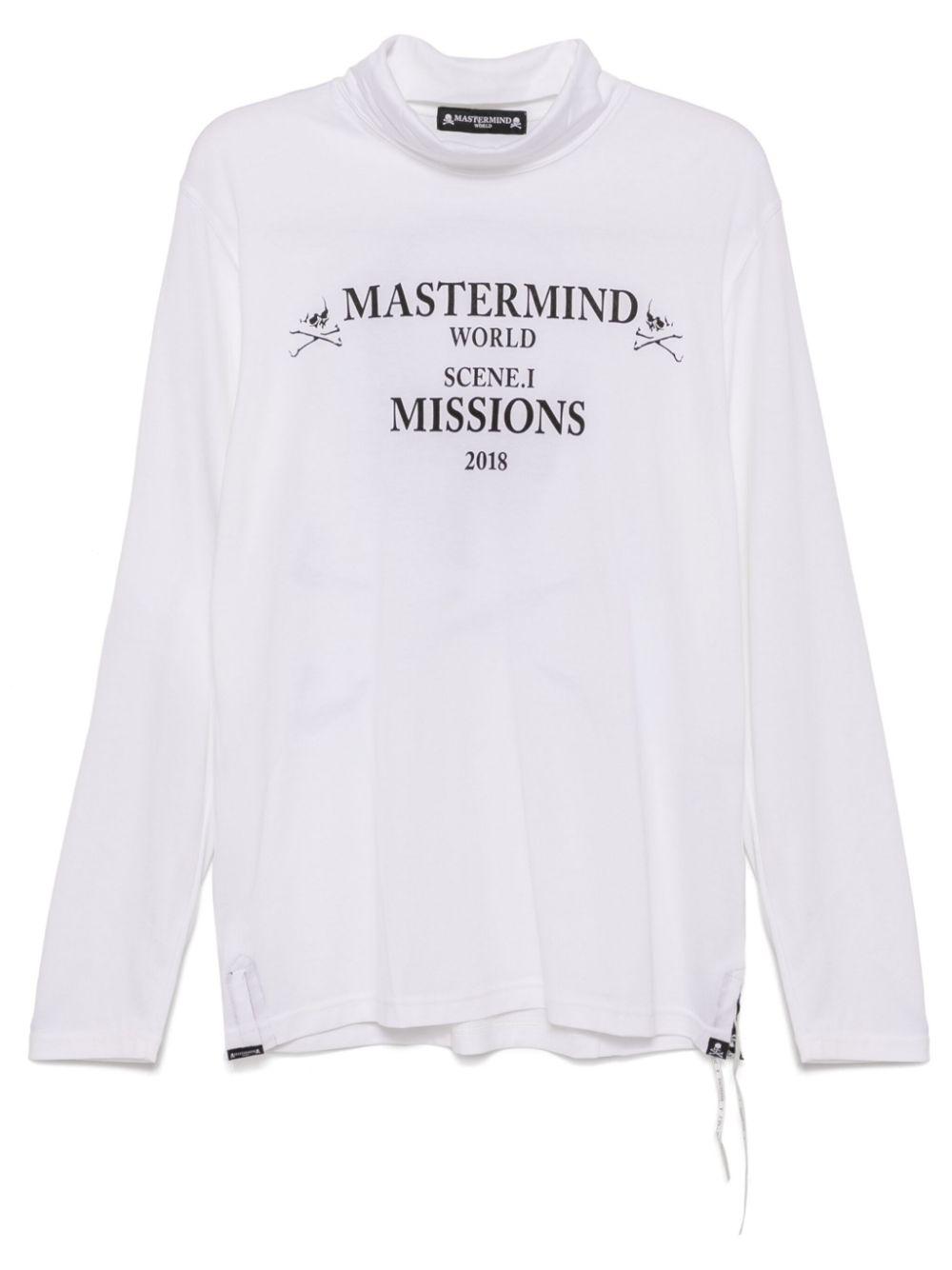 MASTERMIND WORLD メンズ ホワイト ロゴ ロングtシャツ Tシャツ