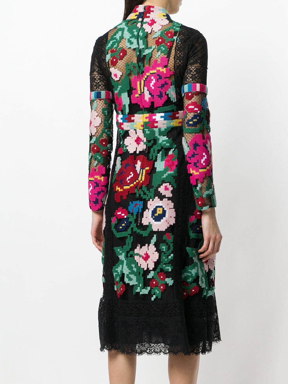 Valentino Silk Floral Embroidered Dress - Lyst
