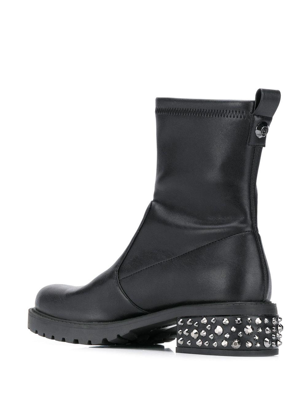 Liu Jo Leather Studded Heel Ankle Boots in Black - Lyst