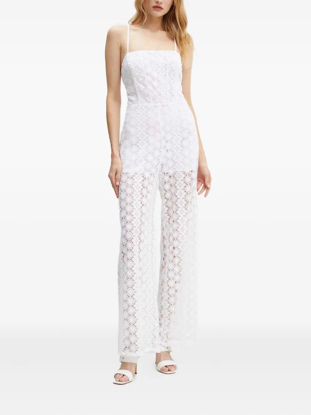 GUESS Women's Coral Lace Romper - Flirty Night Out Outfit With Keyhole Detail