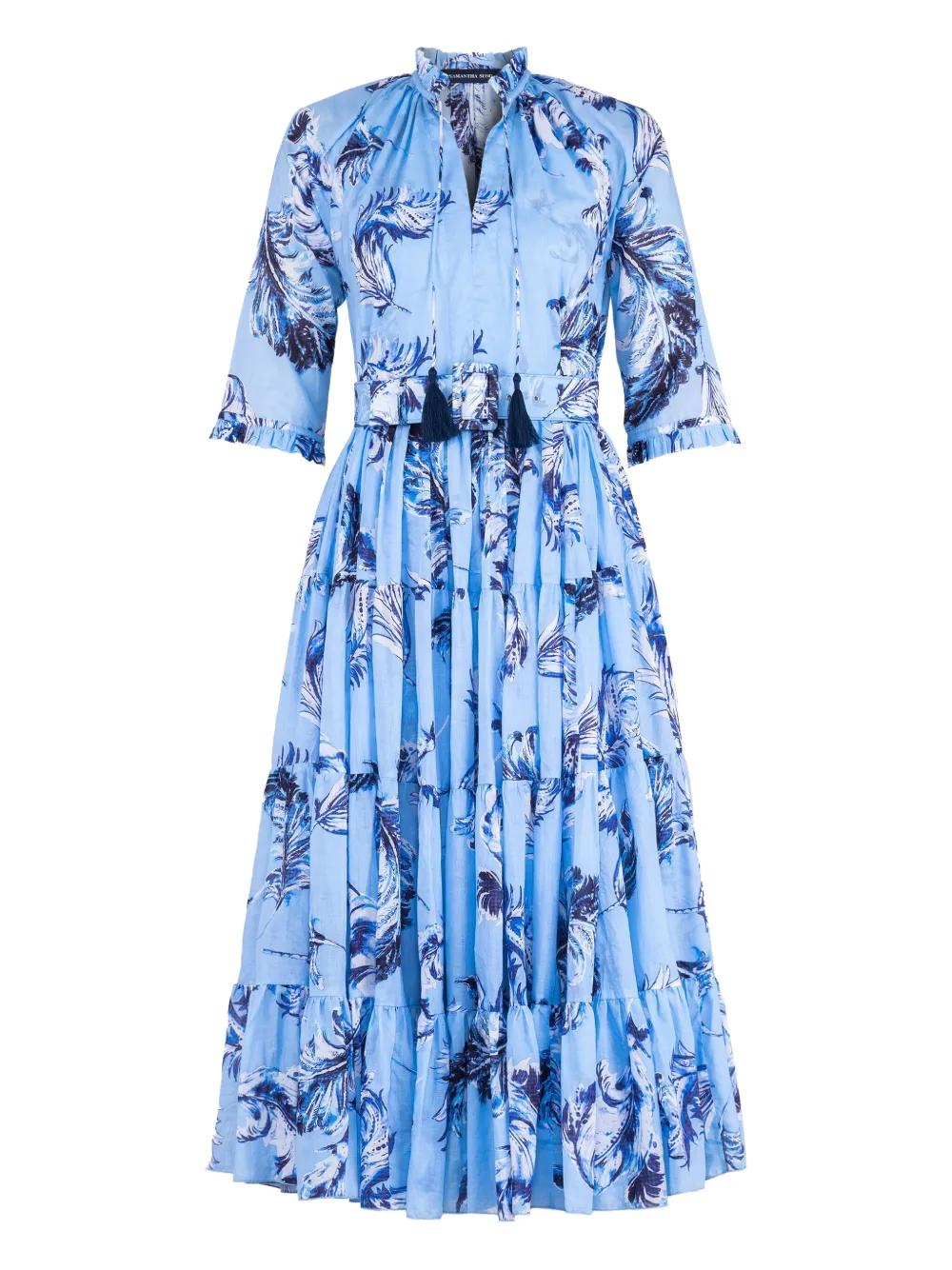 ワンピース SAMANTHA SUNG SS25 Dresses (ASTER ABELIA WHITE BLUE) Abelia Dress Aqua Sleeveless Midi Dress - Samantha Sung