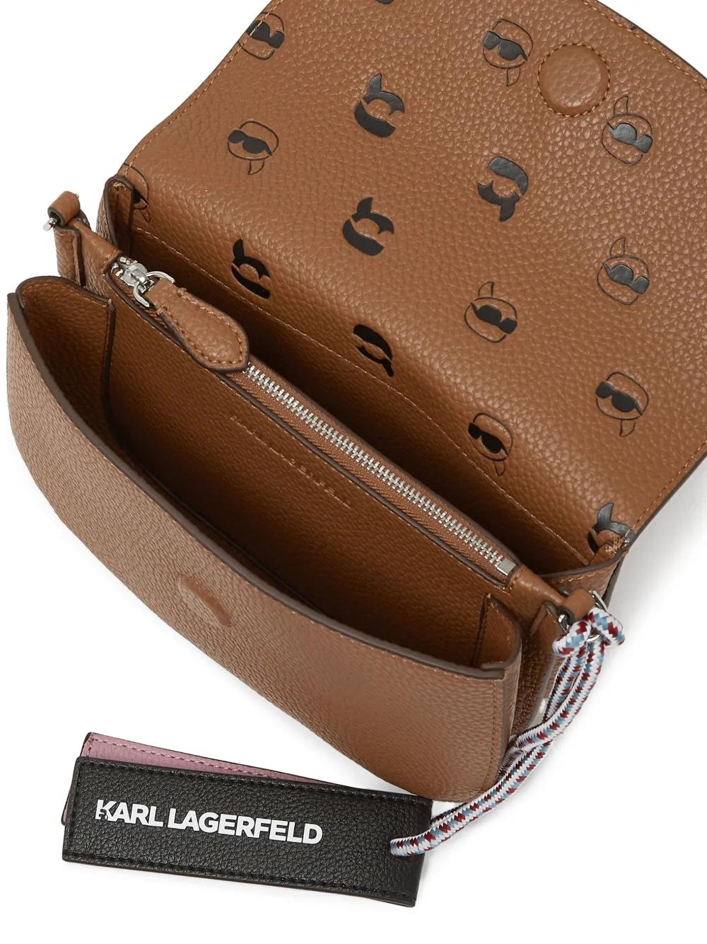 KARL LAGERFELD Ikon Flap Crossbody Bag in Brown | Lyst