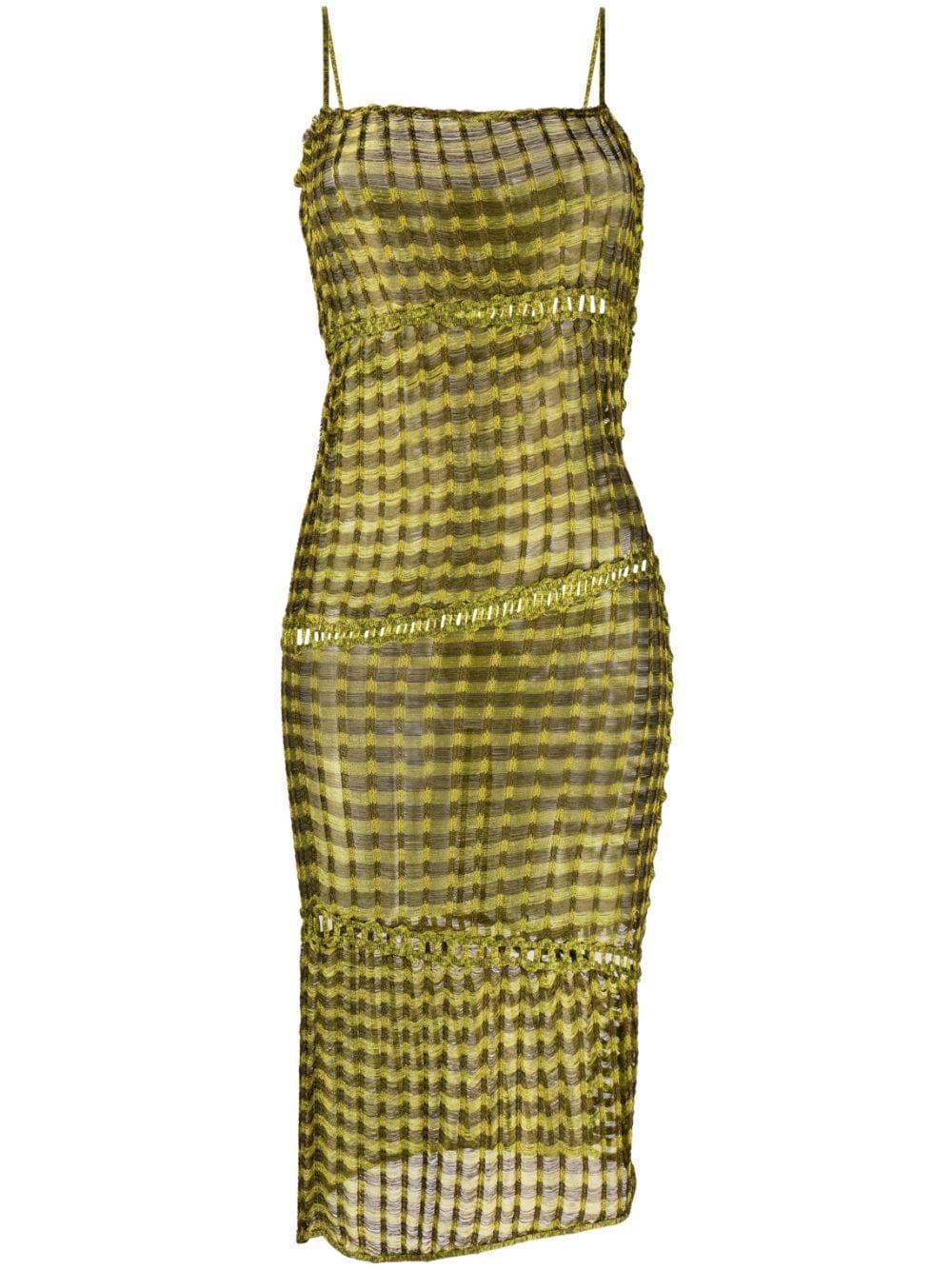 Isa Boulder Jigsaw Knitted Midi Dress in Green Lyst