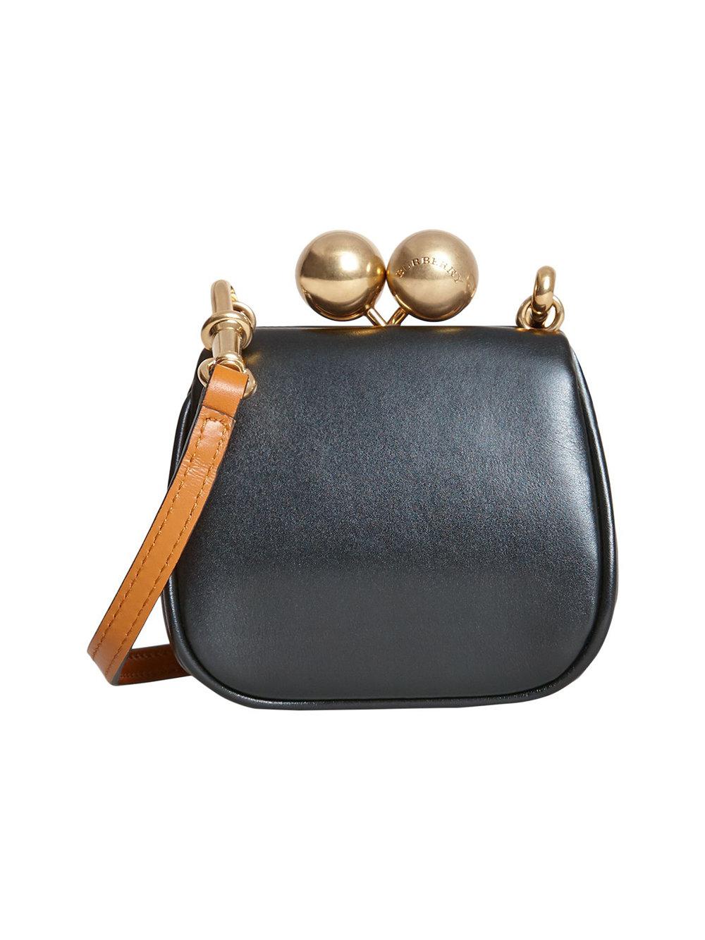 Mini sac porté épaule à fermoir porte-monnaie Burberry en coloris Noir |  Lyst