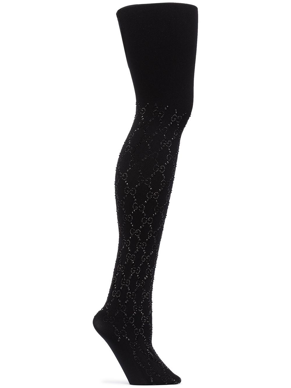 Gucci Synthetic Crystal GG Tights in Black - Lyst