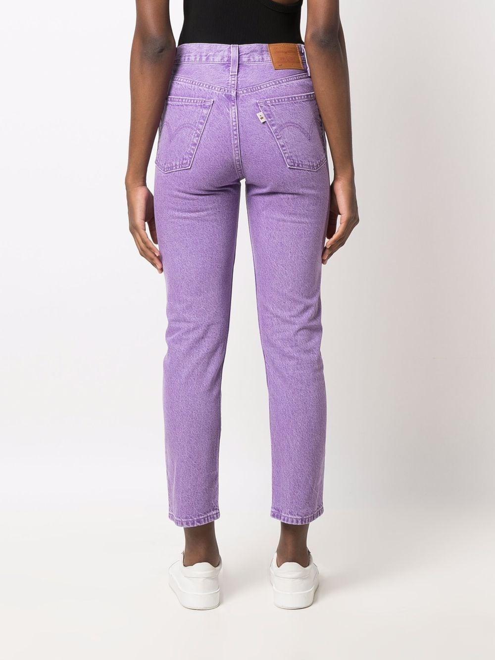 Levi's 501 Cropped Cherry-patch Jeans in Purple | Lyst