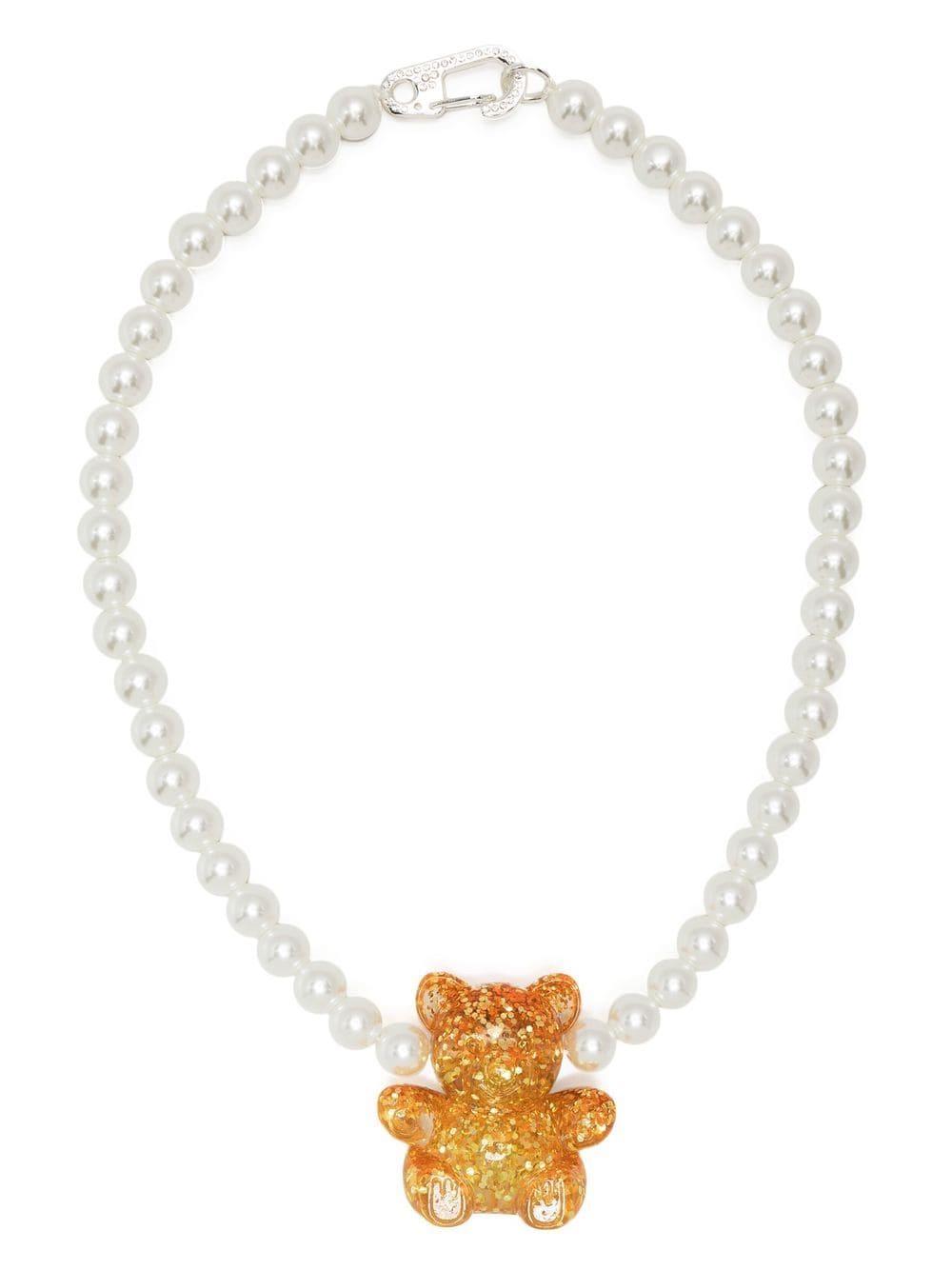 Bimba Y Lola Golden-bear Pearl Necklace in White | Lyst