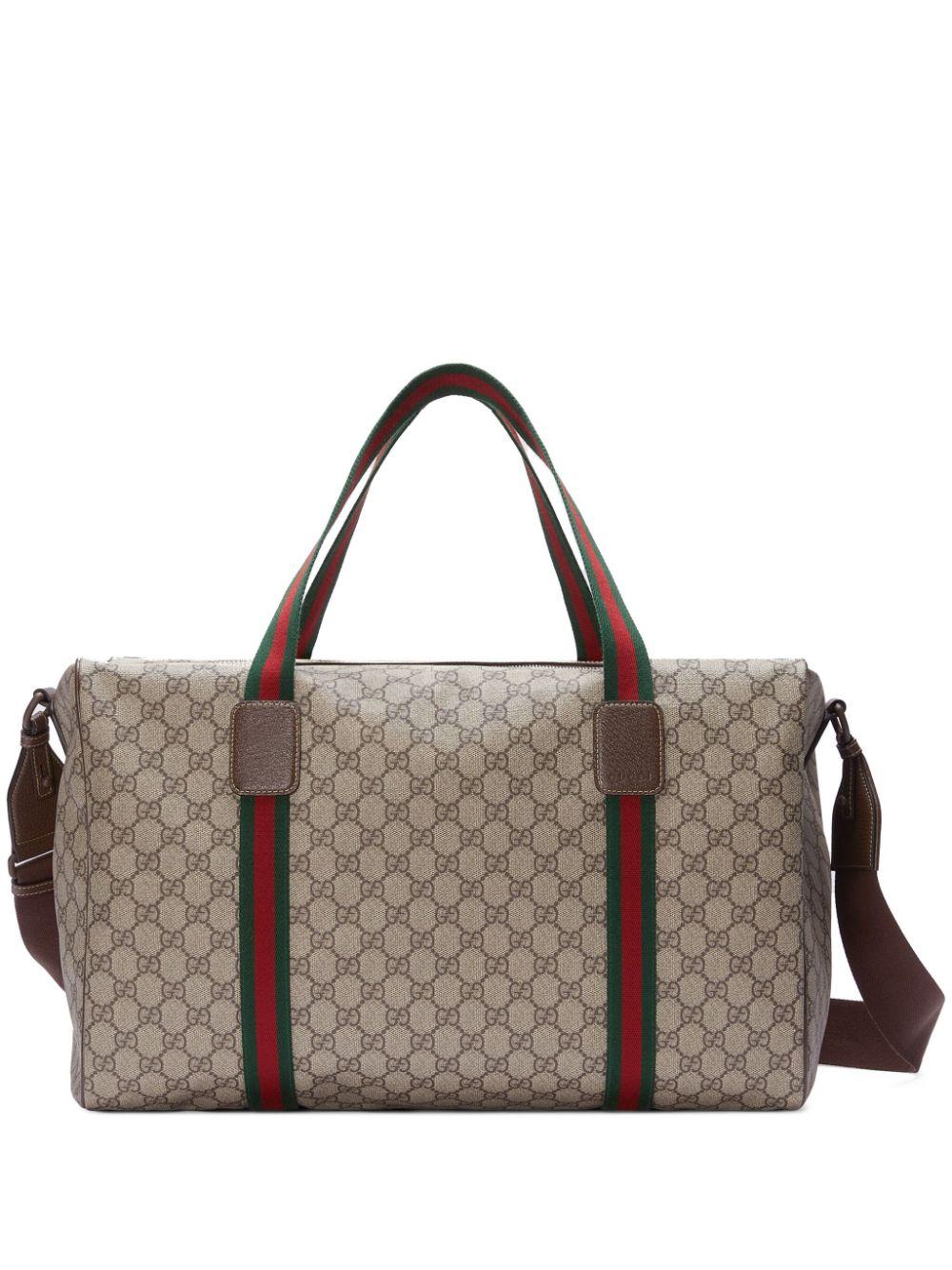 Gucci Brown/Beige GG Supreme Canvas and Leather Neo Vintage Web Duffle Bag  Gucci