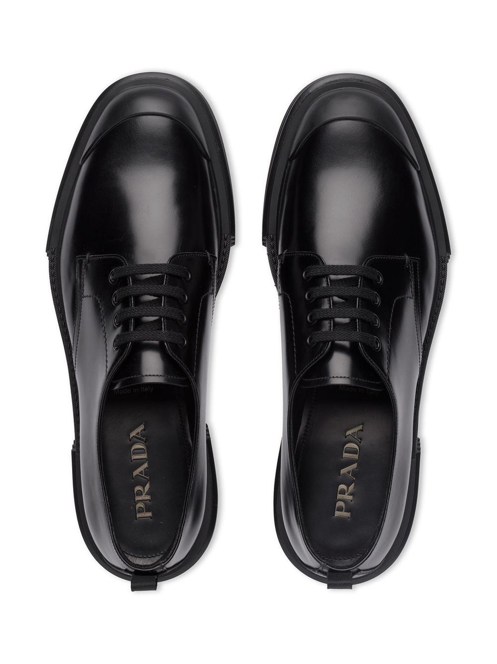 Prada Leather Thick Sole Derby Shoes in Black for Men | Lyst