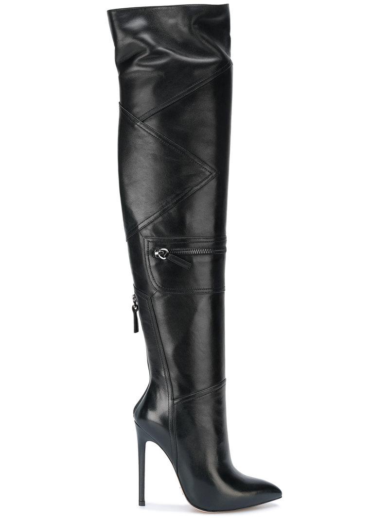 Lyst - Gianni renzi Thigh High Panelled Boots in Black