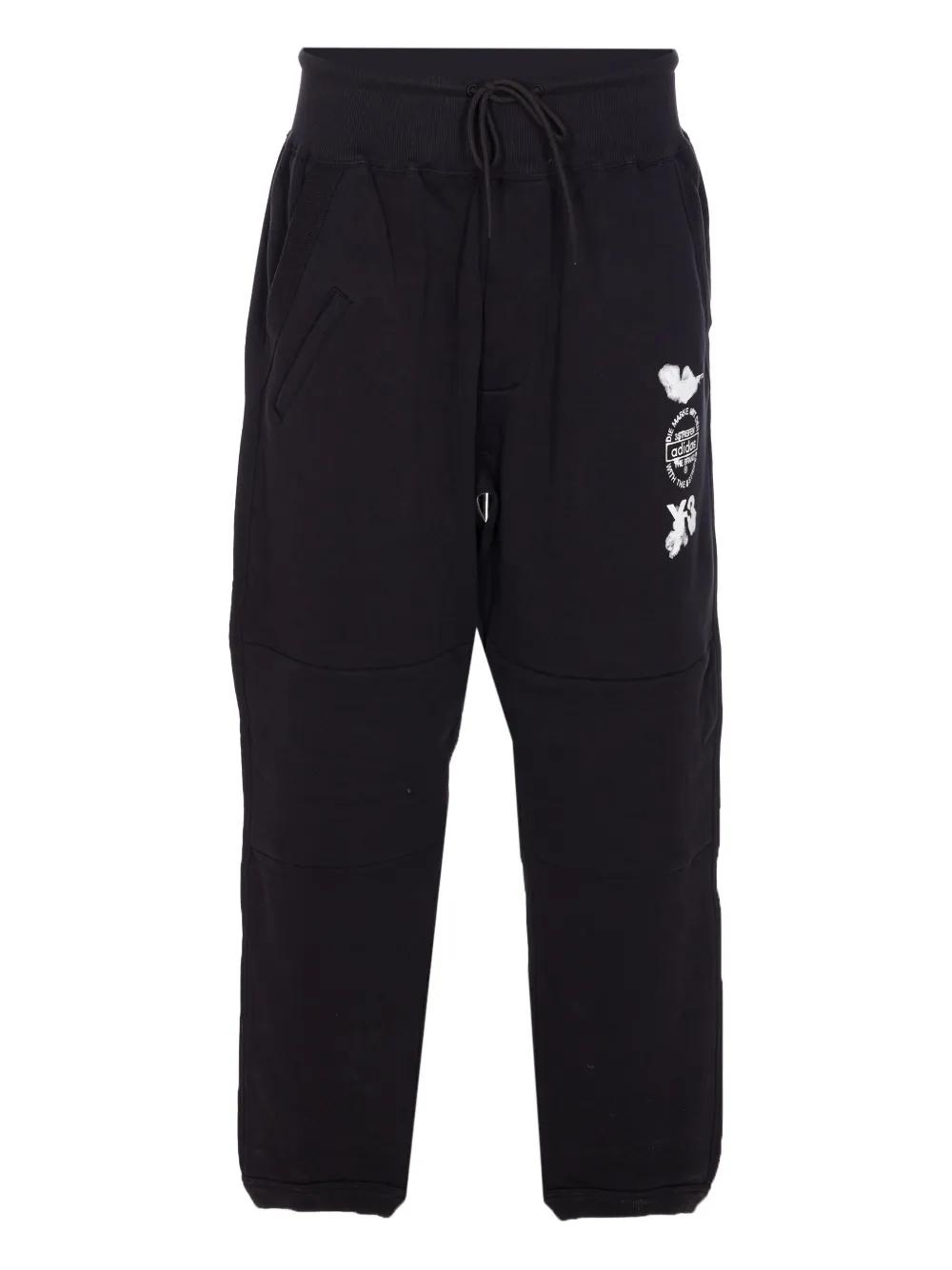 パンツ Y-3 U DRAWSTRING JERSEY 3/4 PANT Adidas Y-3 Men Wool Jersey Cuffed Pants black